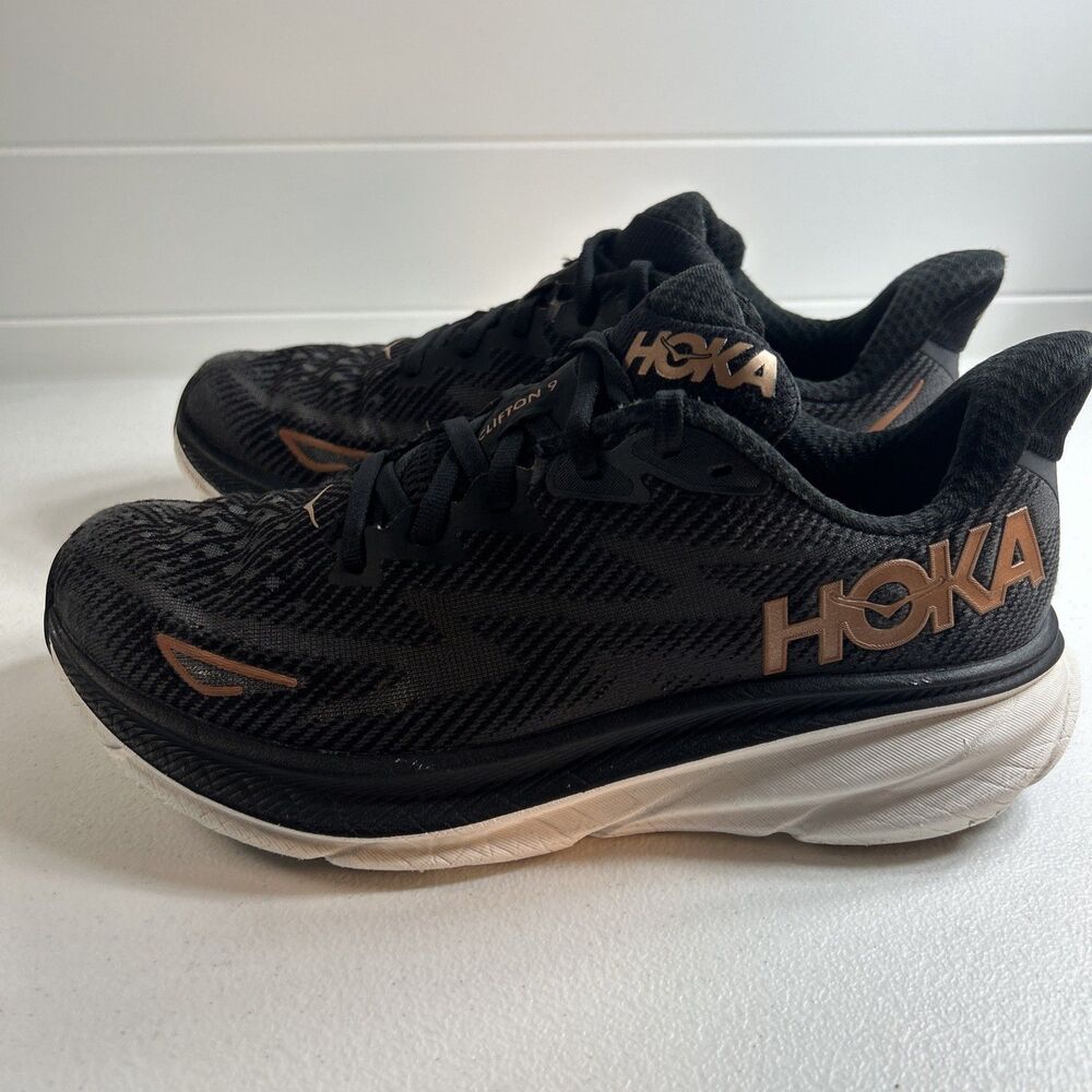 Hoka One One Women’s Shoes Size 7 D Clifton 9 Black Rose Running Sneakers - Picture 4 of 12